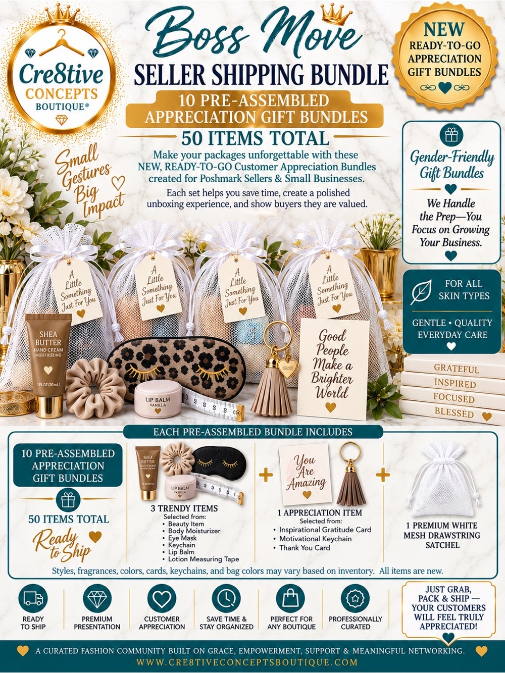 #10 sets = 50 items-Cre8tive’s Appreciation Ready-2-GO Gift Bundles